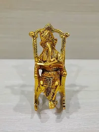 Metal Lord Ganesh Reading Ramayana Statue Hindu God Ganesha Ganpati Sitting on Swinging Chair Idol Sculpture for Office Home Gifts Decor(Size: 5.5 Inches, Golden Antique Finish)-thumb2