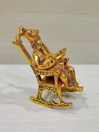 Metal Lord Ganesh Reading Ramayana Statue Hindu God Ganesha Ganpati Sitting on Swinging Chair Idol Sculpture for Office Home Gifts Decor(Size: 5.5 Inches, Golden Antique Finish)-thumb3