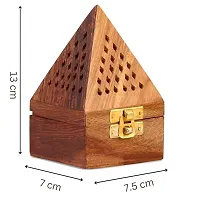 Handmade Rosewood Wooden Incense Sticks Pyramid Box Fragrance Stand Holder Agarbatti Dhoop (3 Inch;Brown)-thumb1