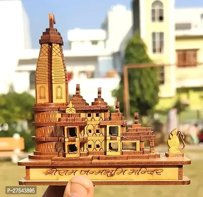 Shri Ram Mandir Ayodhya 3D Model Wooden Hand Carved Temple 5 inches Decorative Showpiece Wood Temple for Gift-thumb2