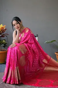 Stylish Pink Silk Blend Saree with Blouse piece For Women-thumb3