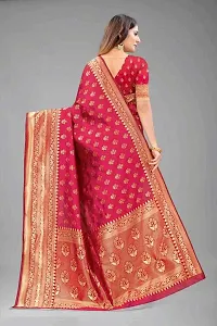 Stylish Pink Silk Blend Saree with Blouse piece For Women-thumb3