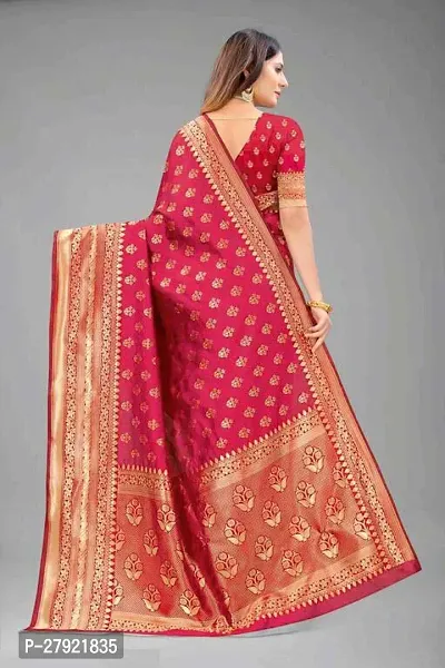 Stylish Pink Silk Blend Saree with Blouse piece For Women-thumb4