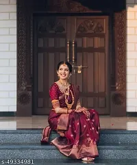 Stylish Maroon Silk Blend Saree with Blouse piece For Women-thumb1