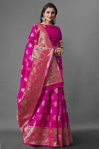 Stylish Pink Silk Blend Saree with Blouse piece For Women-thumb1