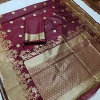 Stylish Maroon Silk Blend Saree with Blouse piece For Women-thumb4