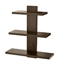 Designer Wall Shelves for Living Room Wall Shelf Showcase - 3 Tiers, Brown-thumb1