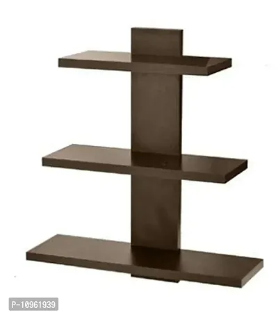 Designer Wall Shelves for Living Room Wall Shelf Showcase - 3 Tiers, Brown-thumb2