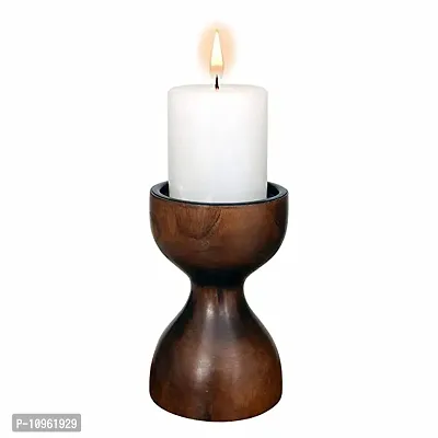 Designer Handmade Wooden Candle Stand with Free Candle-thumb0