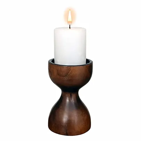 Designer Handmade Wooden Candle Stand with Free Candle