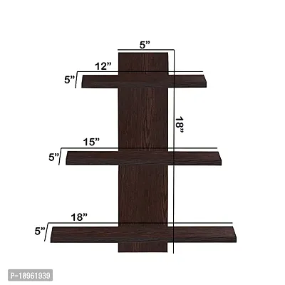 Designer Wall Shelves for Living Room Wall Shelf Showcase - 3 Tiers, Brown-thumb0