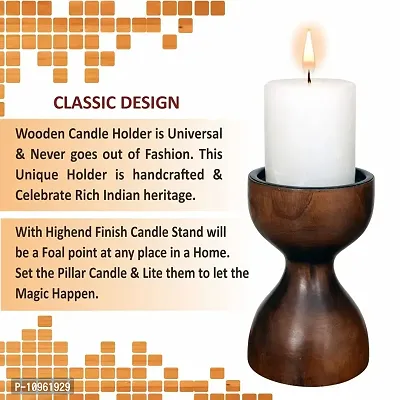 Designer Handmade Wooden Candle Stand with Free Candle-thumb2