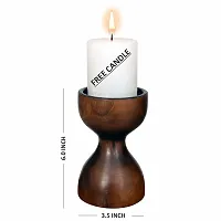 Designer Handmade Wooden Candle Stand with Free Candle-thumb2