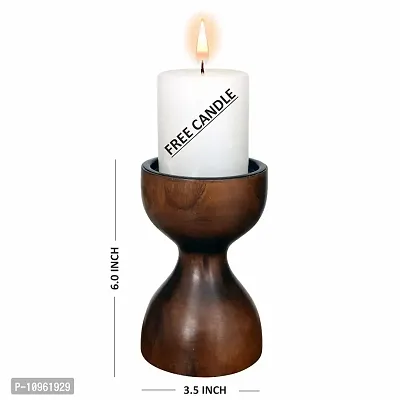 Designer Handmade Wooden Candle Stand with Free Candle-thumb3