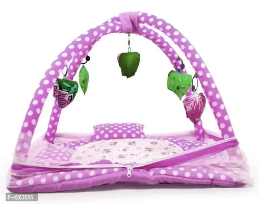 Akash International Baby Beds with Mosquito Net, Play Gym with Toys; Poly Cotton, 60 x 60 x 50 cm, 0-12 Months