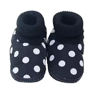 Akash International Unisex Newborn Baby Dot Booties | Baby First Walking Shoes | Baby Shoes | Baby Sandals with Anti Slip Sole | Baby Footwear 0-12 Months (Set of 3) Black, Red, White-thumb1