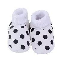 Akash International Unisex Newborn Baby Dot Booties | Baby First Walking Shoes | Baby Shoes | Baby Sandals with Anti Slip Sole | Baby Footwear 0-12 Months (Set of 3) Black, Red, White-thumb2
