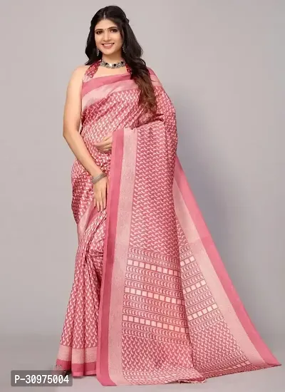 Stylish Pink Art Silk Saree with Blouse piece For Women