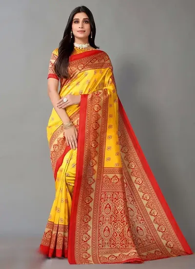 New In Silk Blend Saree without Blouse piece 