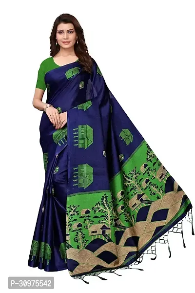 Stylish Blue Khadi Silk Saree with Blouse piece For Women