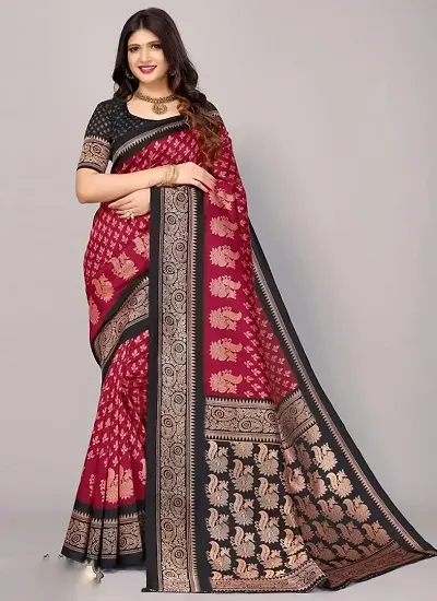 New In Art Silk Saree with Blouse piece 