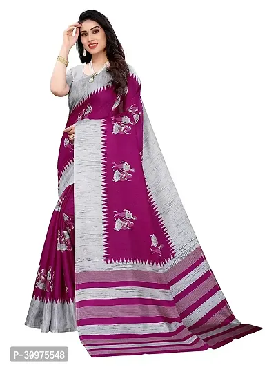 Stylish Purple Khadi Silk Saree with Blouse piece For Women