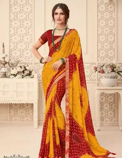 Alluring Chiffon Saree with Blouse piece 
