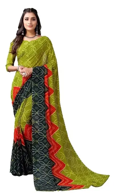 Spacekart Women's Bright Georgette Saree with Unstitched Blouse Piece