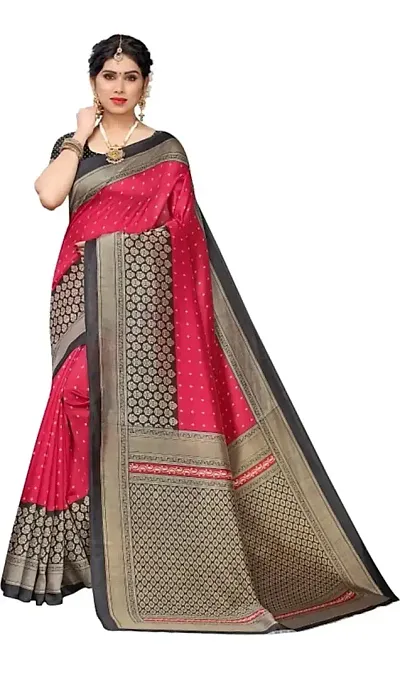 Fancy Silk Blend Saree with Blouse Piece for Women