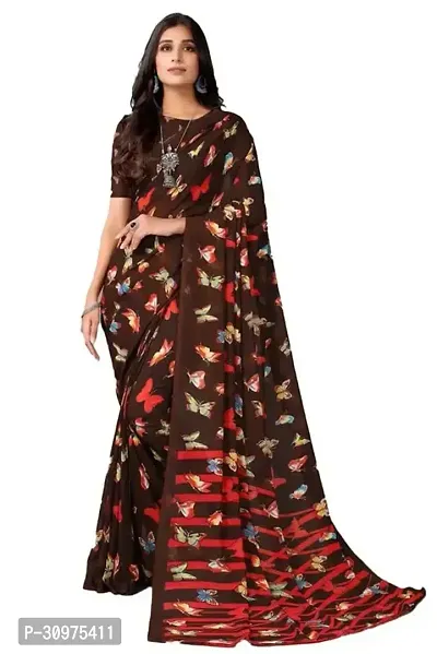 Stylish Black Silk Blend Saree with Blouse piece For Women-thumb0