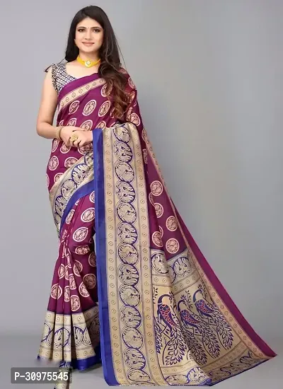 Stylish Purple Art Silk Saree with Blouse piece For Women