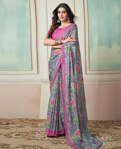 Stylish Georgette Saree with Blouse piece