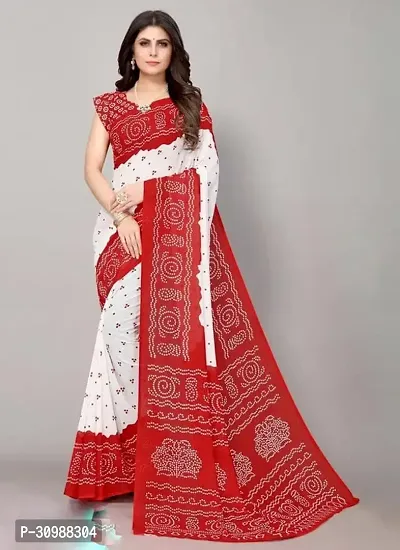 Beautiful Red Silk Blend Women Saree with Blouse piece-thumb0