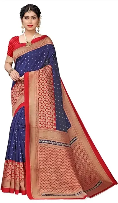 Fancy Silk Blend Saree with Blouse Piece for Women