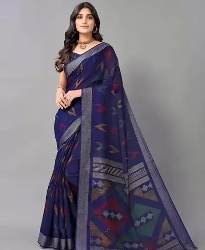 New In Cotton Blend Saree with Blouse piece 