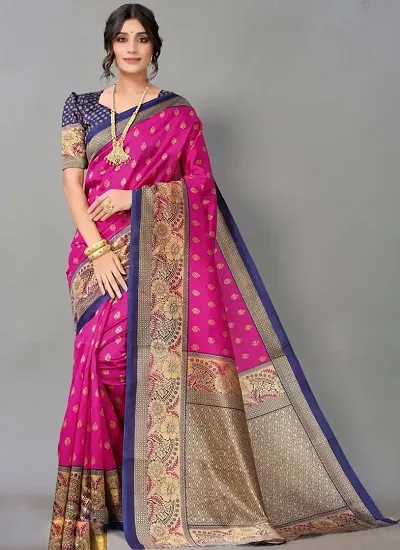 Stylish Art Silk Saree with Blouse piece For Women