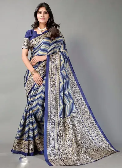 Fancy Khadi Silk Saree with Blouse Piece for Women