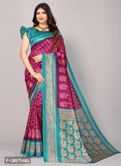 Stylish Purple Art Silk Saree with Blouse piece For Women