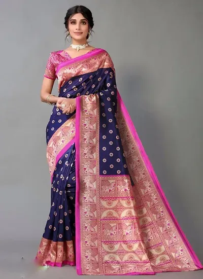 Beautiful Art Silk Saree With Blouse Piece For Women