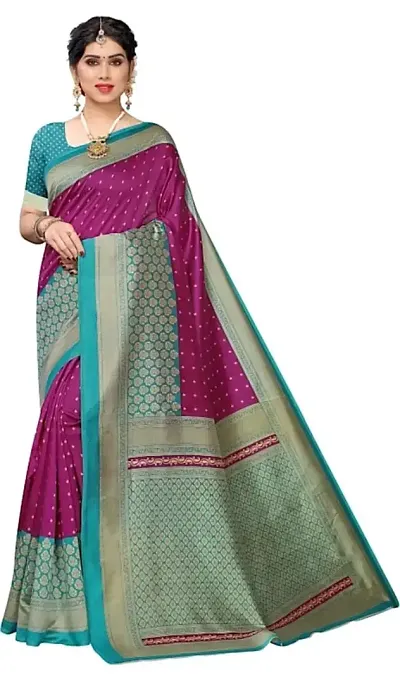 Fancy Silk Blend Saree with Blouse Piece for Women