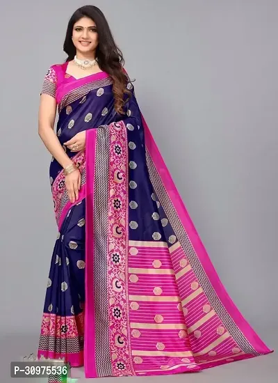 Stylish Blue Art Silk Saree with Blouse piece For Women