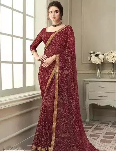 Stylish Chiffon Saree with Blouse piece