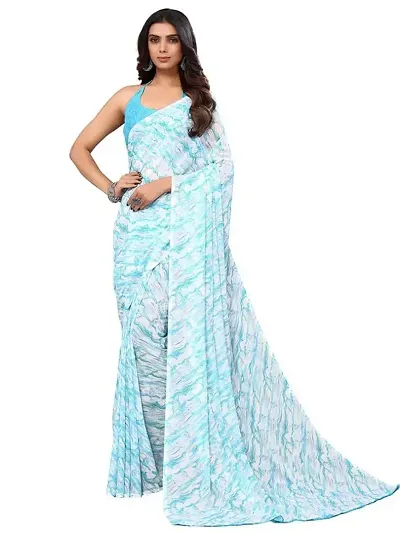 Spacekart Women's Dye Print Georgette Saree with Unstitched Blouse Piece