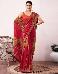 Elegant Red Georgette Printed Saree with Unstitched Blouse Piece ​-thumb3