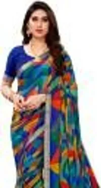 Elegant Multicoloured Chiffon Printed Saree with Blouse Piece-thumb3