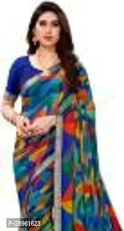 Elegant Multicoloured Chiffon Printed Saree with Blouse Piece-thumb4