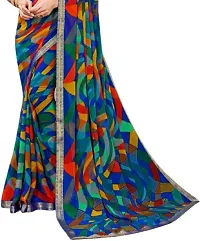 Elegant Multicoloured Chiffon Printed Saree with Blouse Piece-thumb1