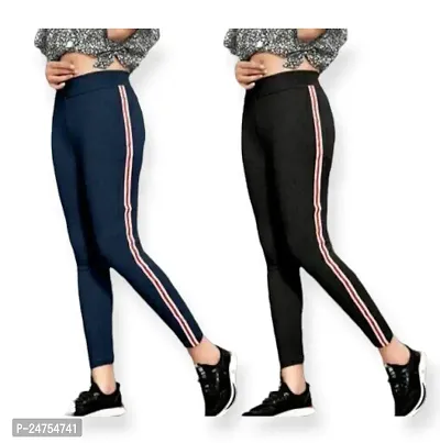 Women's Side Stripped Jeggings Combo Pack of