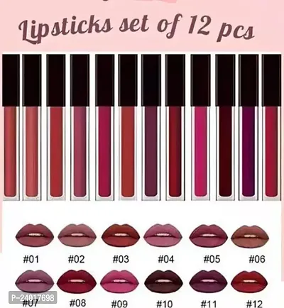 Twelve Pieces Lipstick Combo Of Different Shades, Liquid Matte Lipsticks Set Of 12 Pieces-thumb0