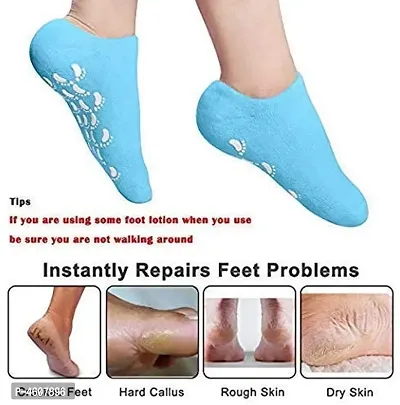 Premium Quality 1 Pair Colorful SPA Gel Heel Moisturizing Gel Heel Crack Relief Protectors Healthy SPA Gel Socks.(Random Color)-thumb2